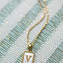 V Gold Mother of Pearl Initial Letter Necklace