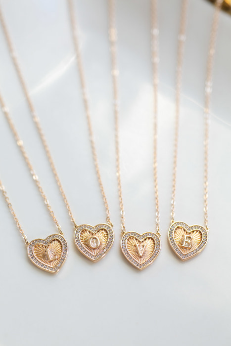 Initial Letter Heart Necklace
