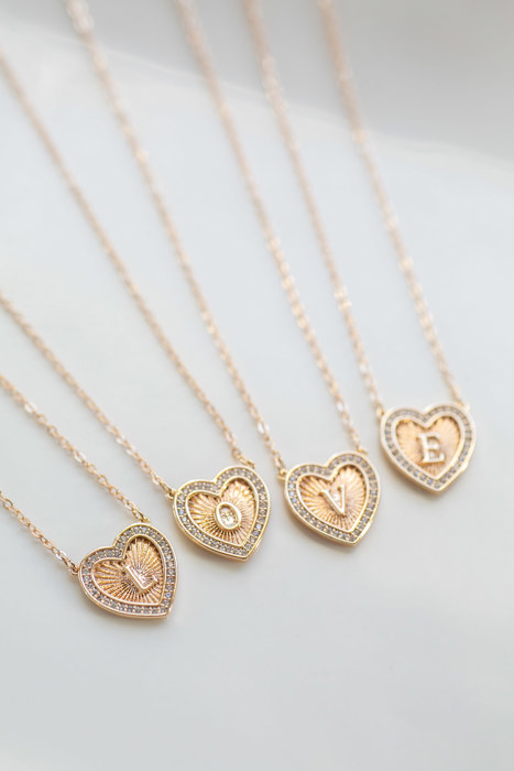 Initial Letter Heart Necklace