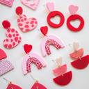  Pink Heart Dangle Earring Collection