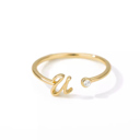 U Gold Initial Letter Ring | Initial Jewelry