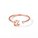 U Rose Gold Initial Letter Ring | Initial Jewelry