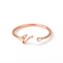 V Rose Gold Initial Letter Ring | Initial Jewelry