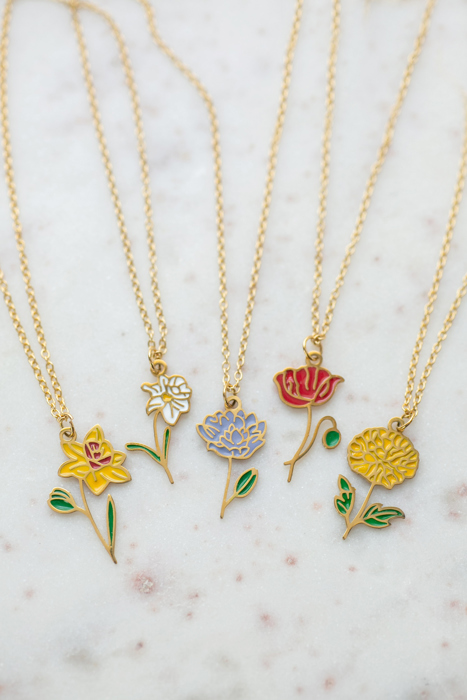 Colorful Birth Flower Necklace