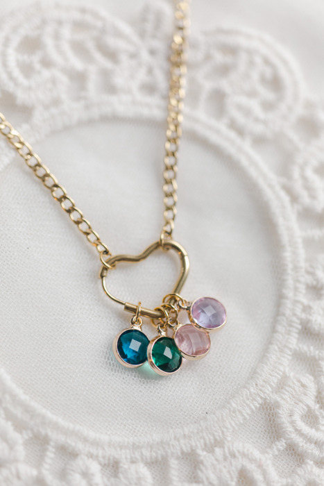 Heart Clasp Birthstone Charm Necklace