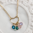  Heart Clasp Birthstone Charm Necklace