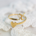 X Dainty Initial Letter Ring | Initial Heart Ring