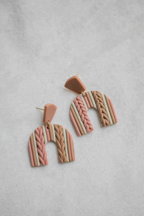 Knit Patterned Clay Earrings | Fall Earrings | Autumn Earrings | Seasonal Earrings