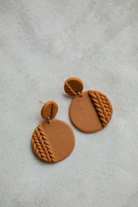 Knit Patterned Clay Earrings | Fall Earrings | Autumn Earrings | Seasonal Earrings