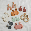  Knit Patterned Clay Earrings | Fall Earrings | Autumn Earrings | Seasonal Earrings