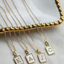  Gold Mother of Pearl Initial Letter Necklace