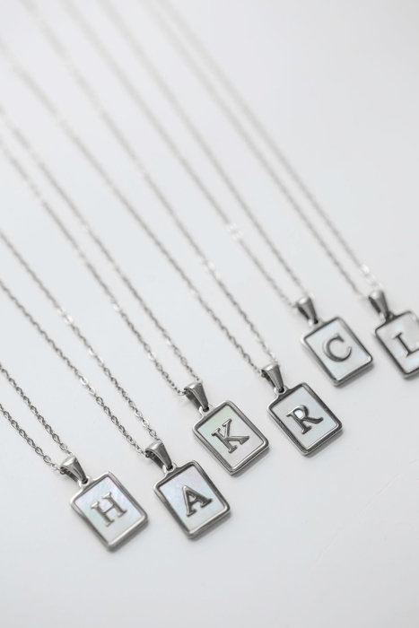 Gold Mother of Pearl Initial Letter Necklace