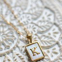  Gold Mother of Pearl Initial Letter Necklace