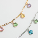  Paperclip Chain Birthstone Necklace