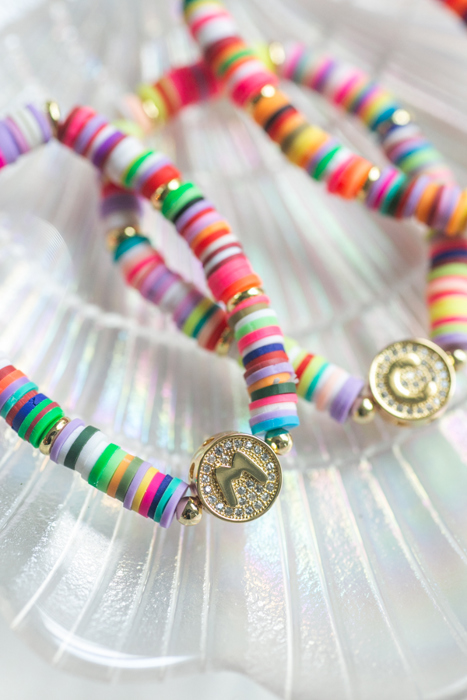 Personalized Rainbow Heishi Initial Bracelet