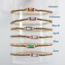 January Gold Beaded Baguette Birthstone Bracelet | Birthstone Jewelry