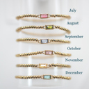 July Gold Beaded Baguette Birthstone Bracelet | Birthstone Jewelry
