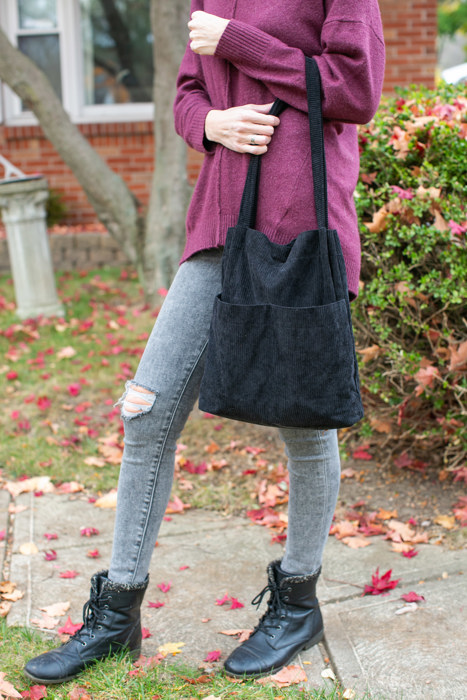 Double Pocket Corduroy Tote Bag | Fall Handbag | Fall Purses