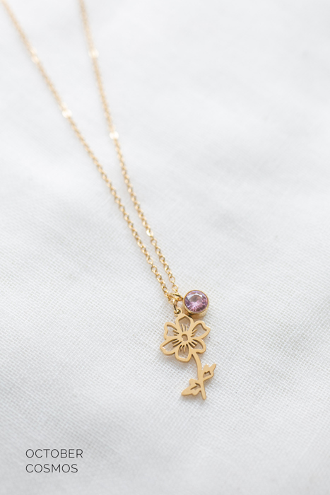 Dainty Birthstone & Birth Flower Necklaces
