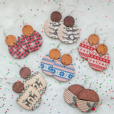 WINTER CLEARANCE | Wooden Winter Earrings