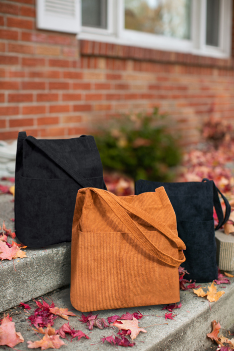 Double Pocket Corduroy Tote Bag | Fall Handbag | Fall Purses