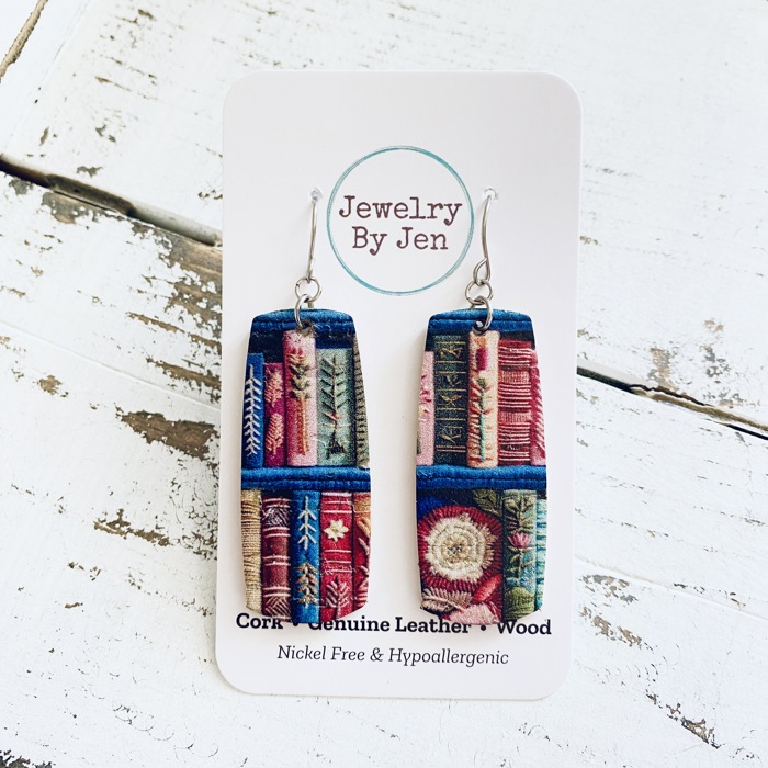 Library Books Bar Earrings