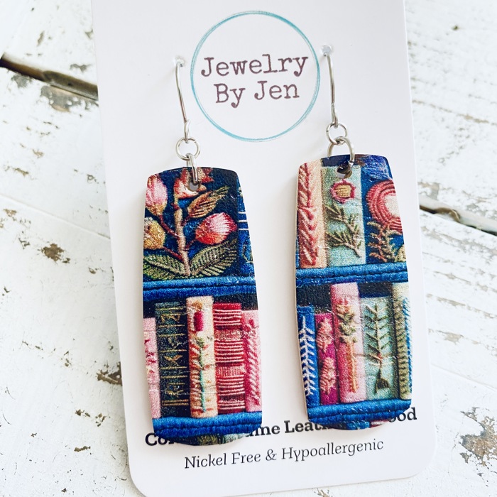 Library Books Bar Earrings