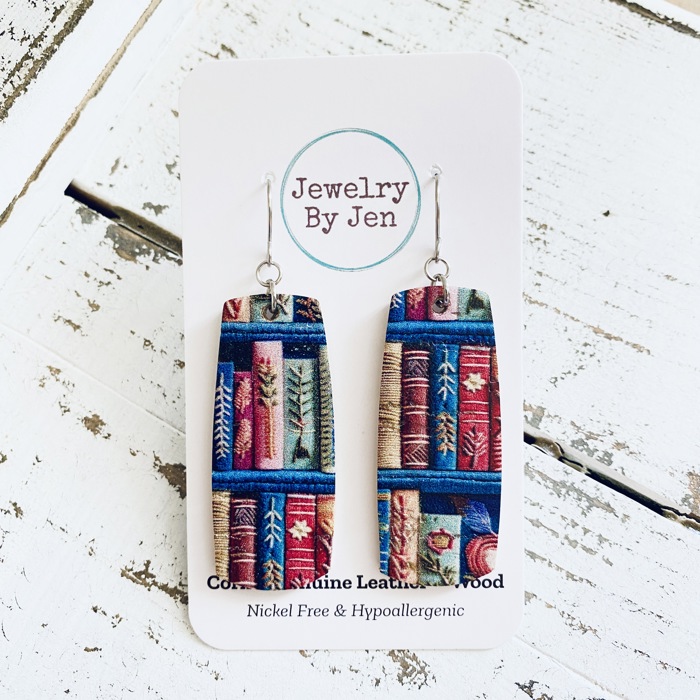 Library Books Bar Earrings