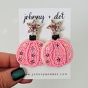  Pink Pumpkin Thanksgiving Beaded Earrings by Johnny + Dot