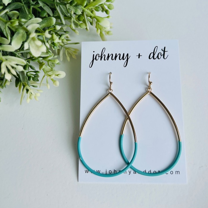 Coastal Teal Teardrop Coated Hoops