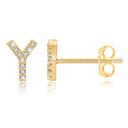 Y Gold Zircon Initial Letter Stud Earrings | Personalized Crystal Earrings A to Z | Dainty Luxury Gift Jewelry