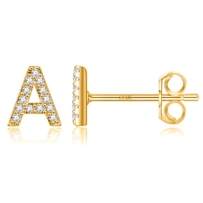 Zircon Initial Letter Stud Earrings | Personalized Crystal Earrings A to Z | Dainty Luxury Gift Jewelry