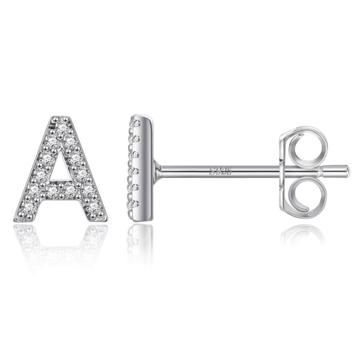 Zircon Initial Letter Stud Earrings | Personalized Crystal Earrings A to Z | Dainty Luxury Gift Jewelry