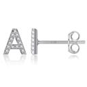 A Silver Zircon Initial Letter Stud Earrings | Personalized Crystal Earrings A to Z | Dainty Luxury Gift Jewelry