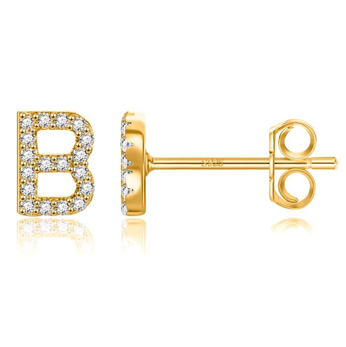 Zircon Initial Letter Stud Earrings | Personalized Crystal Earrings A to Z | Dainty Luxury Gift Jewelry