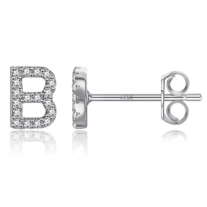 Zircon Initial Letter Stud Earrings | Personalized Crystal Earrings A to Z | Dainty Luxury Gift Jewelry
