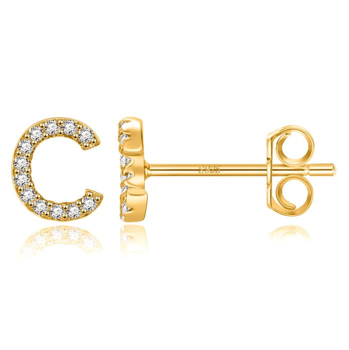 Zircon Initial Letter Stud Earrings | Personalized Crystal Earrings A to Z | Dainty Luxury Gift Jewelry