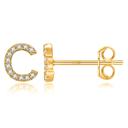 C Gold Zircon Initial Letter Stud Earrings | Personalized Crystal Earrings A to Z | Dainty Luxury Gift Jewelry