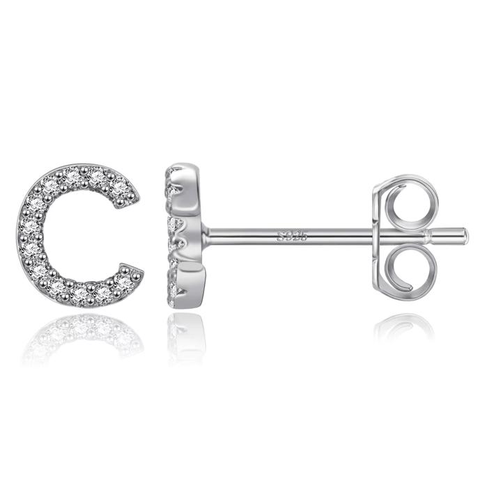 Zircon Initial Letter Stud Earrings | Personalized Crystal Earrings A to Z | Dainty Luxury Gift Jewelry