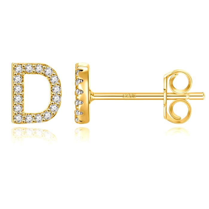 Zircon Initial Letter Stud Earrings | Personalized Crystal Earrings A to Z | Dainty Luxury Gift Jewelry