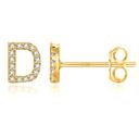 D Gold Zircon Initial Letter Stud Earrings | Personalized Crystal Earrings A to Z | Dainty Luxury Gift Jewelry