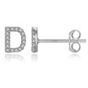 D Silver Zircon Initial Letter Stud Earrings | Personalized Crystal Earrings A to Z | Dainty Luxury Gift Jewelry