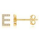 E Gold Zircon Initial Letter Stud Earrings | Personalized Crystal Earrings A to Z | Dainty Luxury Gift Jewelry