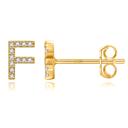 F Gold Zircon Initial Letter Stud Earrings | Personalized Crystal Earrings A to Z | Dainty Luxury Gift Jewelry