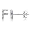 F Silver Zircon Initial Letter Stud Earrings | Personalized Crystal Earrings A to Z | Dainty Luxury Gift Jewelry
