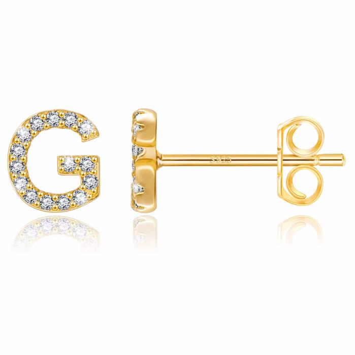 Zircon Initial Letter Stud Earrings | Personalized Crystal Earrings A to Z | Dainty Luxury Gift Jewelry