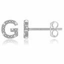G Silver Zircon Initial Letter Stud Earrings | Personalized Crystal Earrings A to Z | Dainty Luxury Gift Jewelry