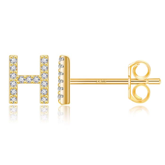 Zircon Initial Letter Stud Earrings | Personalized Crystal Earrings A to Z | Dainty Luxury Gift Jewelry