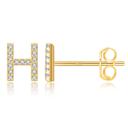 H Gold Zircon Initial Letter Stud Earrings | Personalized Crystal Earrings A to Z | Dainty Luxury Gift Jewelry