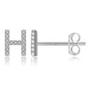 H Silver Zircon Initial Letter Stud Earrings | Personalized Crystal Earrings A to Z | Dainty Luxury Gift Jewelry